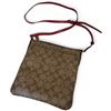 Image 3 : Coach Logo Cross Body PVC Leather Bag with Contrasting Red Strap & Red Interior (1.5" x 8" x 9" tall