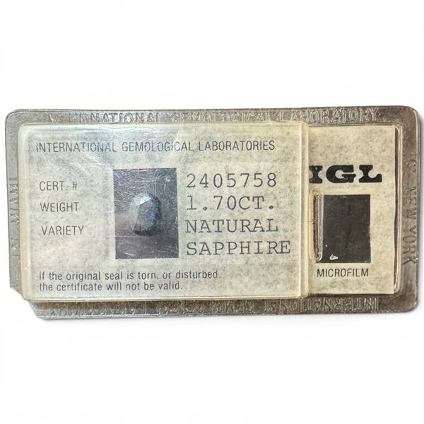1.7 Carat Natural Sapphire - Faceted Oval - Sealed in IGL certification package