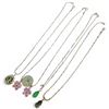 Image 2 : 4 New 18K White Gold Plated Necklaces with Crystal or Jade Pendants