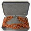 Image 1 : 19" Multistrand Coral Necklace with Sterling Silver Floral Toggle Clasp - 19" long - 3mm beads