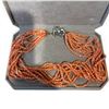 Image 2 : 19" Multistrand Coral Necklace with Sterling Silver Floral Toggle Clasp - 19" long - 3mm beads