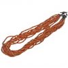Image 3 : 19" Multistrand Coral Necklace with Sterling Silver Floral Toggle Clasp - 19" long - 3mm beads