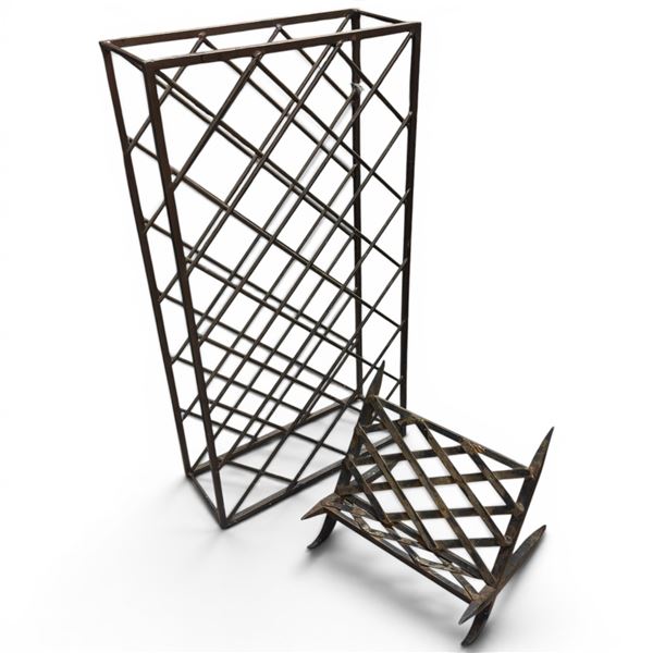 Wrought Iron Wine Rack 17.5x7.5"x34.5" & Iron Decorative Display Stand