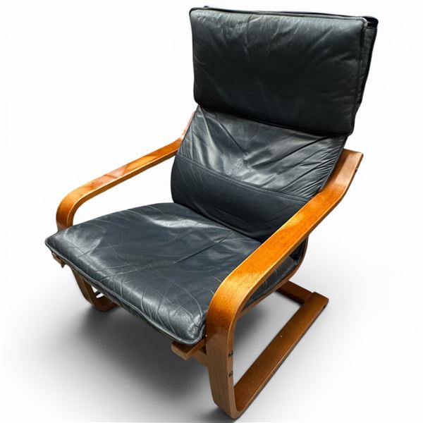 Vintage Black Leather Ikea Poang Chair in Great Condition #1
