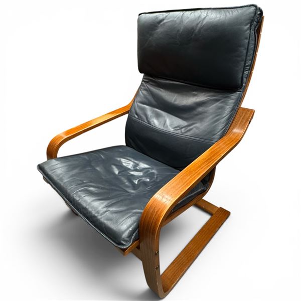 Vintage Black Leather Ikea Poang Chair in Great Condition #2