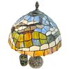 Image 2 : Gorgeous Tiffany Style Table Lamp with Sculpted Tree Trunk Style Base 28" Tall & Candle Holder