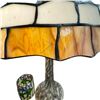 Image 5 : Gorgeous Tiffany Style Table Lamp with Sculpted Tree Trunk Style Base 28" Tall & Candle Holder