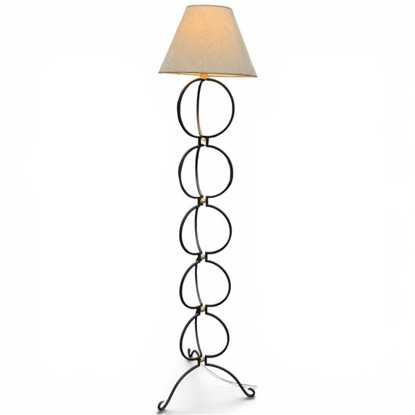 Wrought Iron Architectural Design Circle Based Floor Lamp 78" Tall