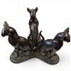 Image 2 : Triple Cat Bronze Sculpture with Dark Patina 16x19x19"