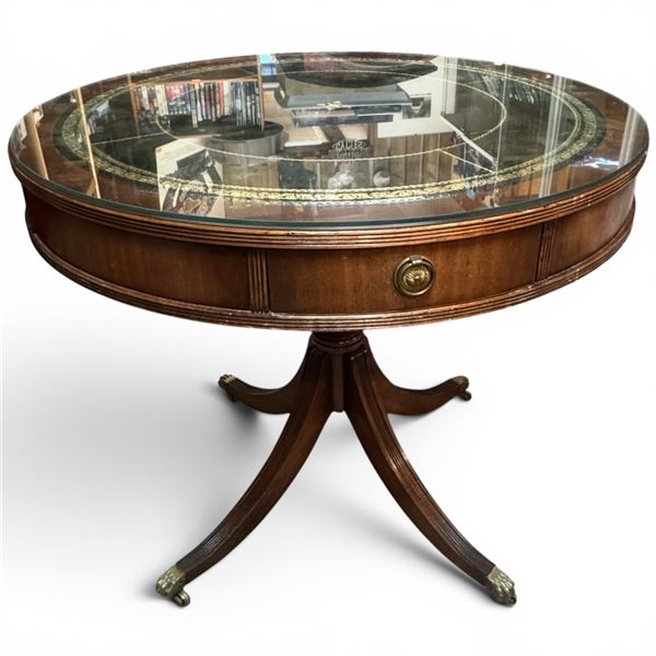Duncan Phyfe Style Accent Table Round Top Pedestal Base