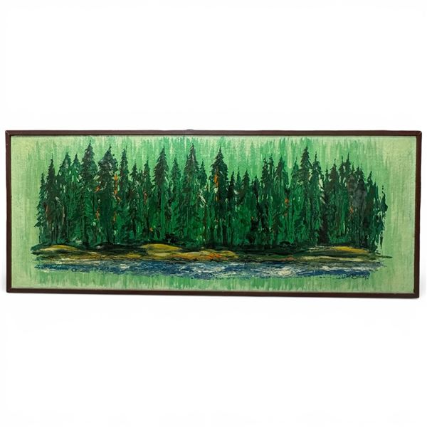 Large Framed Oil on Board of Forest Scene by Bosley 1971