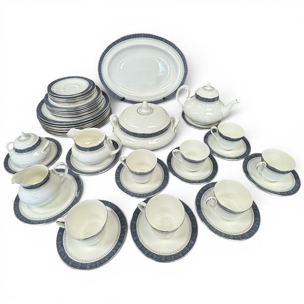 Royal Doulton "Sherbrooke" Fine China - Service for 8 plus lidded serving dish, teapot, sugar, cream