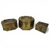 Image 1 : Set of 3 Lockable Brass Boxes - Largest is 3" deep x 5" diameter