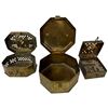 Image 2 : Set of 3 Lockable Brass Boxes - Largest is 3" deep x 5" diameter