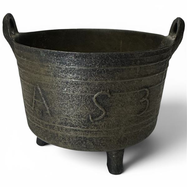 Vintage Small Cast Metal Tripod Cauldron - 4" tall x 5.5" diameter