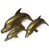 Image 2 : 3 Mid-Century Brass Dolphins - Largest is  5" x 13" x 6" tall