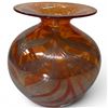 Image 1 : Signed Art Vargas Blown  Glass Vase with Chevron Stripes - 7.5" Tall  7.5" Diameter