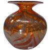 Image 2 : Signed Art Vargas Blown  Glass Vase with Chevron Stripes - 7.5" Tall  7.5" Diameter