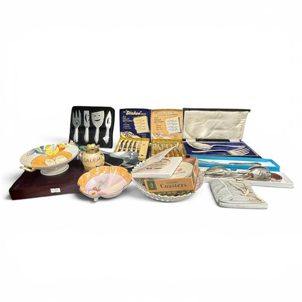 Shelf Lot of Vintage Tableware, China and Silverplate