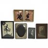 Image 1 : 5 Petite Vintage Framed Items - Embossed Silver Plate Photo Album (8" x 5"), Two 1950s Reverse Paint