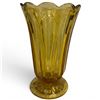 Image 1 : Mid-Century Amber Glass Scalloped Vase - 8.5" tall