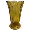 Image 2 : Mid-Century Amber Glass Scalloped Vase - 8.5" tall