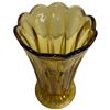 Image 3 : Mid-Century Amber Glass Scalloped Vase - 8.5" tall