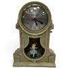 Image 1 : 1950s Mastercrafters "Girl on a Swing" Motion Clock - Marbleized Celluloid - 3" x 7.5" x 10.5" tall