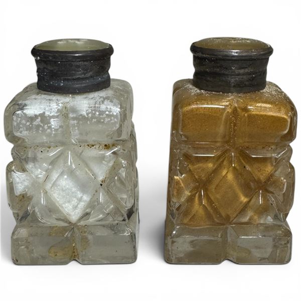 Pair of Sterling Banded Cystal Salt & Pepper - 2.25" tall