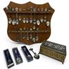 Image 1 : Gilt Jewelry Box Full of Assorted Souvenir Spoons - Glass topped trinket box measures 4" x 6' x 3" t