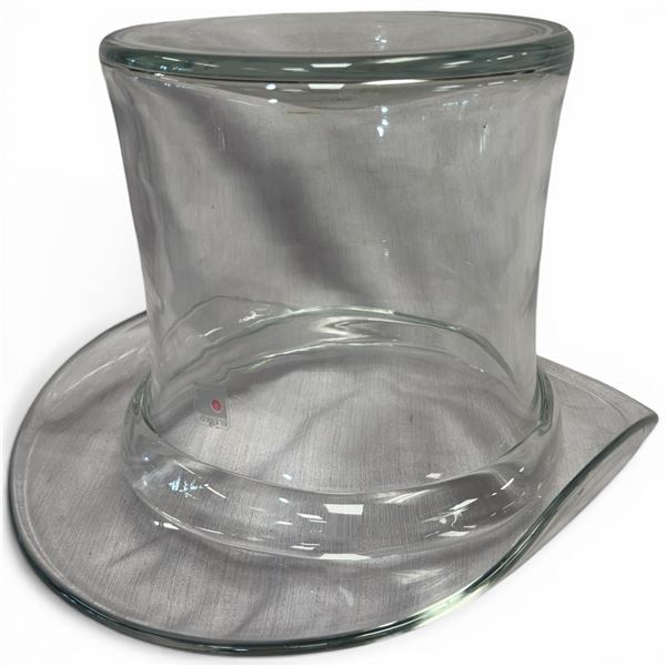 Clear Art Glass "Top Hat" Vase By Blenko 7" deep x 11" x 12"