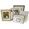Image 1 : Group of Picture Frames and 2 New Queen Size Sheet Sets in Neutral Colours