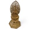 Image 1 : Carved Boxwood Buddha on Lotus Throne - 12" tall x 6" diameter