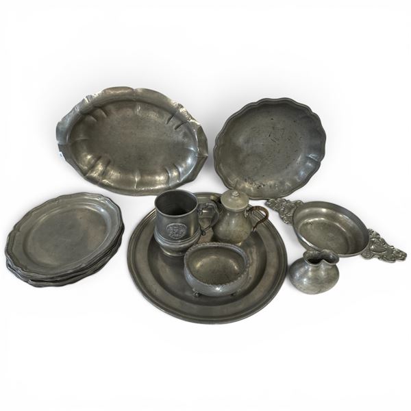 Group of Vintage Metal Tableware - Pewter, Silverplate and More