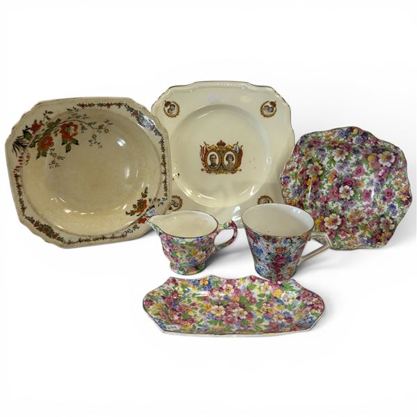 4 Piece of Vintage Chintz & Wedgwood Deco Bowl  & 1939 Royal Commemorative Plate