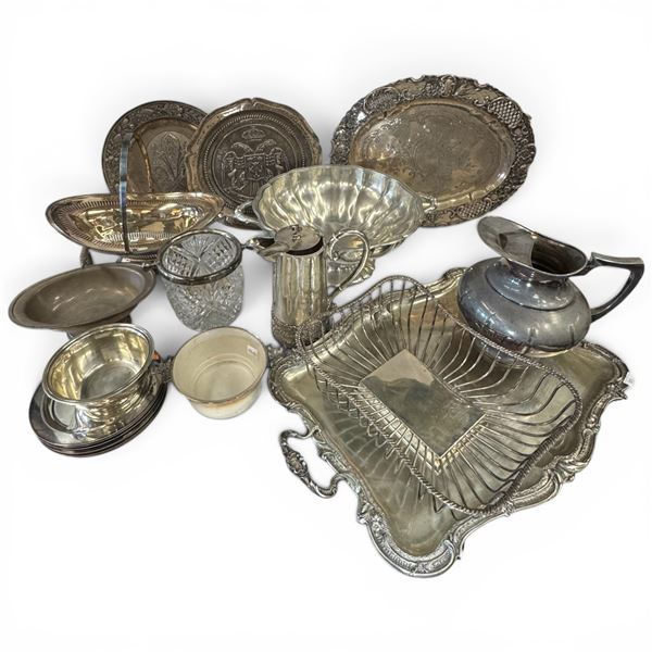 Shelf of Assorted Silver Plated Tableware