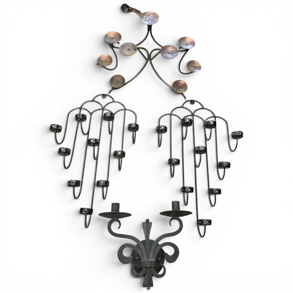 Collection of 4 Wall Mount Metal and Wrought Iron Candle Holders