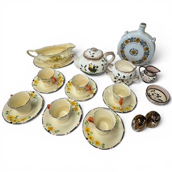 Group of Vintage Lusterware, China Demitasse and Glazed Ceramic Teapot