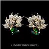 Image 1 : BLACK OPAL AND CZ EARRINGS IN 14K YELLOW GOLD OVER 925 STERLING SILVER - APPRAISED REPLACEMENT VALUE