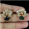 Image 2 : BLACK OPAL AND CZ EARRINGS IN 14K YELLOW GOLD OVER 925 STERLING SILVER - APPRAISED REPLACEMENT VALUE