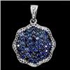 Image 1 : ROUND DIAMOND CUT BLUE SAPPHIRE AND WHITE TOPAZ PENDANT IN 14K WHITE GOLD OVER 925 STERLING SILVER -