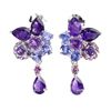 Image 1 : PEAR CUT 7X5 MM AMETHYST AND VALUABLE TANZANITE EARRINGS IN 14K WHITE GOLD OVER 925 STERLING SILVER