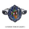 Image 1 : GORGEOUS BLACK OPAL AND SAPPHIRE RING IN 14K WHITE GOLD OVER 925 STERLING SILVER - SIZE 8 - APPRAISE