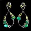 Image 1 : GREEN CRYSTAL OPAL, EMERALD, AQUAMARINE AND PERIDOT EARRINGS IN 14K YELLOW GOLD OVER 925 STERLING SI