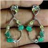 Image 2 : GREEN CRYSTAL OPAL, EMERALD, AQUAMARINE AND PERIDOT EARRINGS IN 14K YELLOW GOLD OVER 925 STERLING SI