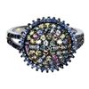 Image 1 : MULTI-COLOR ROUND DIAMOND CUT SAPPHIRE RING IN 2-TONE BLACK RHODIUM AND 14K WHITE GOLD OVER 925 STER