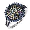 Image 2 : MULTI-COLOR ROUND DIAMOND CUT SAPPHIRE RING IN 2-TONE BLACK RHODIUM AND 14K WHITE GOLD OVER 925 STER