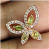 Image 2 : MARQUISE CUT PERIDOT, CHROME DIOPSIDE AND CZ BUTTERFLY-SHAPED RING IN 14K ROSE GOLD OVER 925 STERLIN