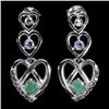 Image 1 : EMERALD, AMETHYST AND TANZANITE EARRINGS IN 14K WHITE GOLD OVER 925 STERLING SILVER - APPRAISED REPL