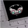 Image 3 : OWL-SHAPED RING WITH EMERALD AND RHODOLITE GARNET RING IN 14K WHITE GOLD OVER 925 STERLING SILVER â[